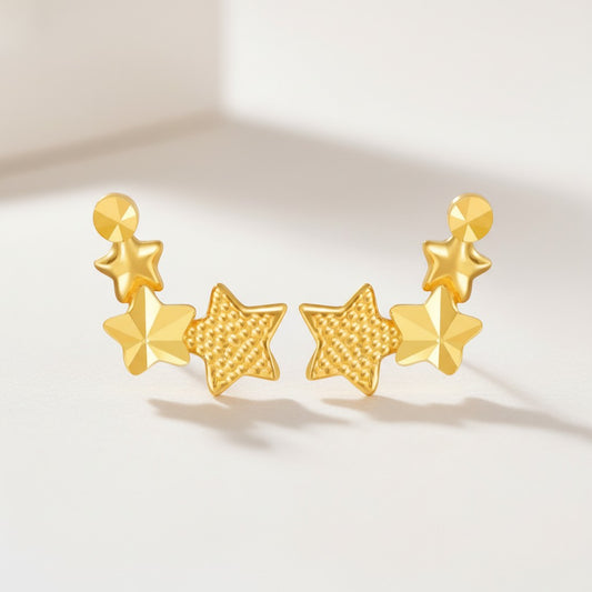 24K 5G Gold Star Stud Earrings