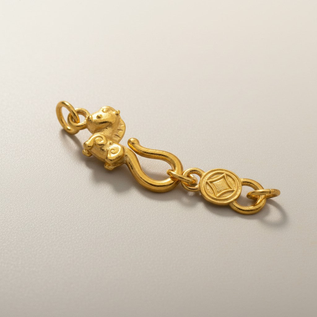 24K 999 Gold Chinese Zodiac Bring Wealth Horse D.I.Y Charm