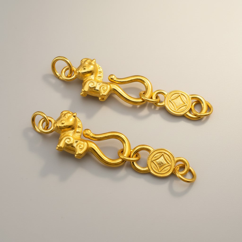 24K 999 Gold Chinese Zodiac Bring Wealth Horse D.I.Y Charm