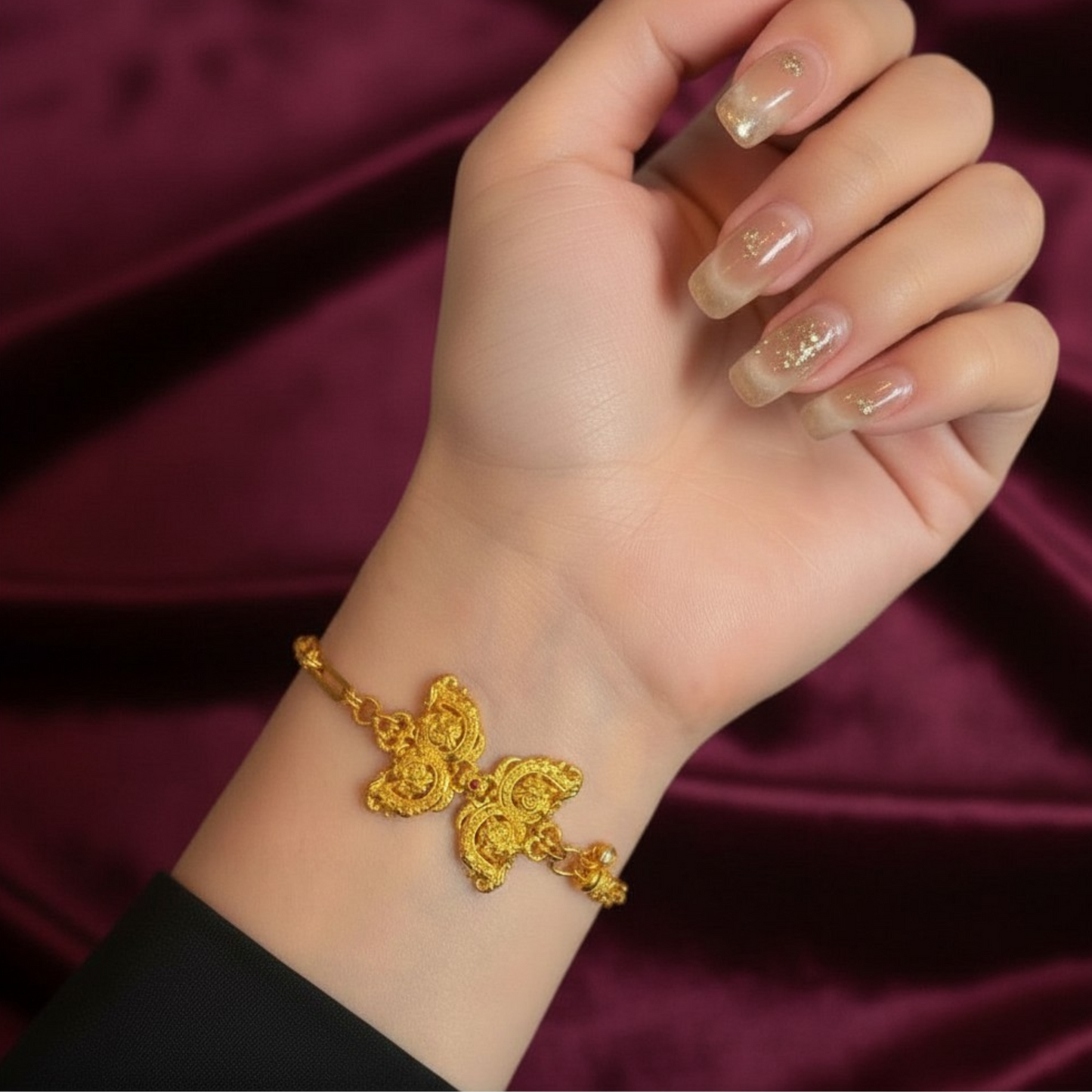 24K Gold Dragon and Phoenix Auspiciousness Chain Bracelet