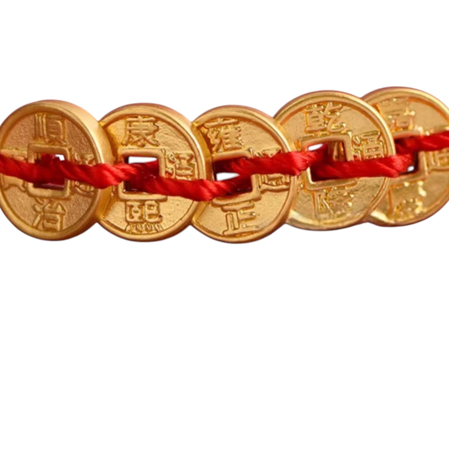 24k Solid 999 Gold Five Emperors Coins Red Rope Bracelet for Men and Women