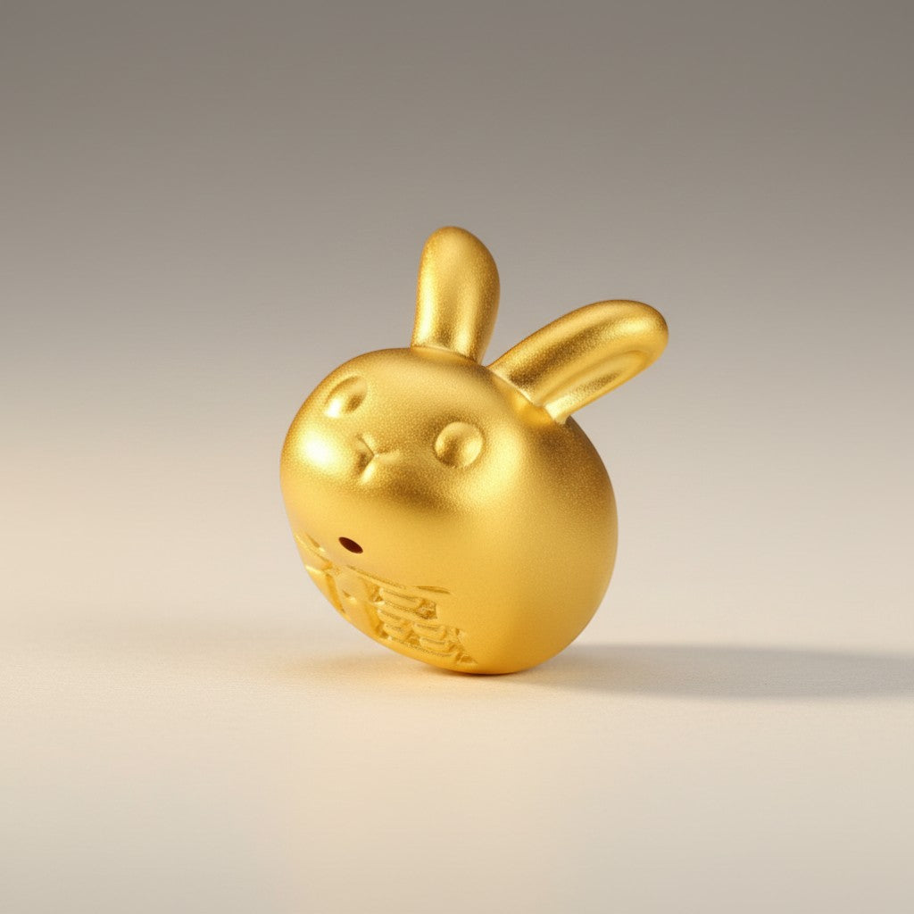 24K 5D Gold Playful Fun Chinese Dumpling Bun D.I.Y Charm Pendant Spacer