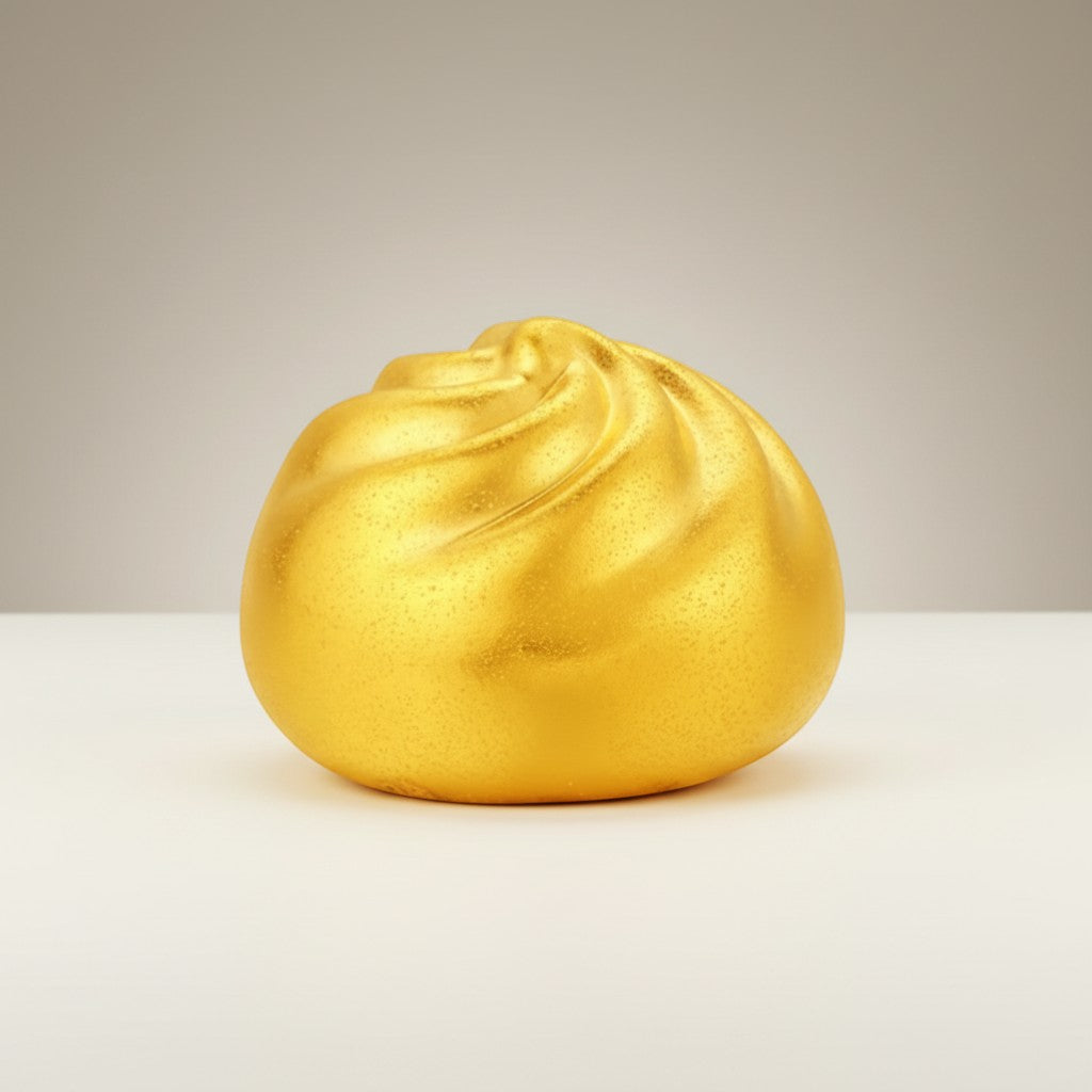 24K 5D Gold Playful Fun Chinese Dumpling Bun D.I.Y Charm Pendant Spacer