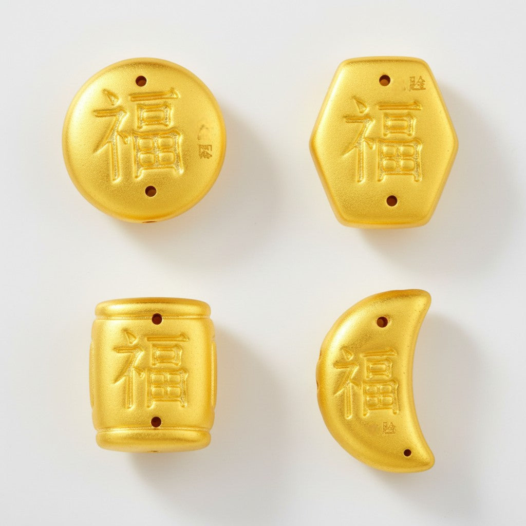 24K 5D Gold Playful Fun Chinese Dumpling Bun D.I.Y Charm Pendant Spacer