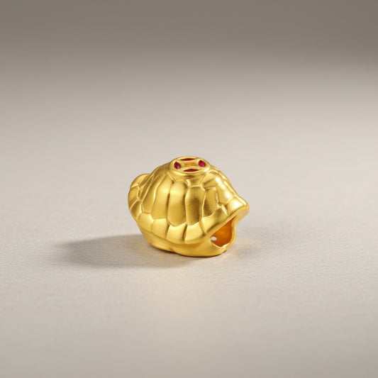 24K 5D Hard Gold Enamel Turtle Good Luck Charm Beads Braided Bracelet