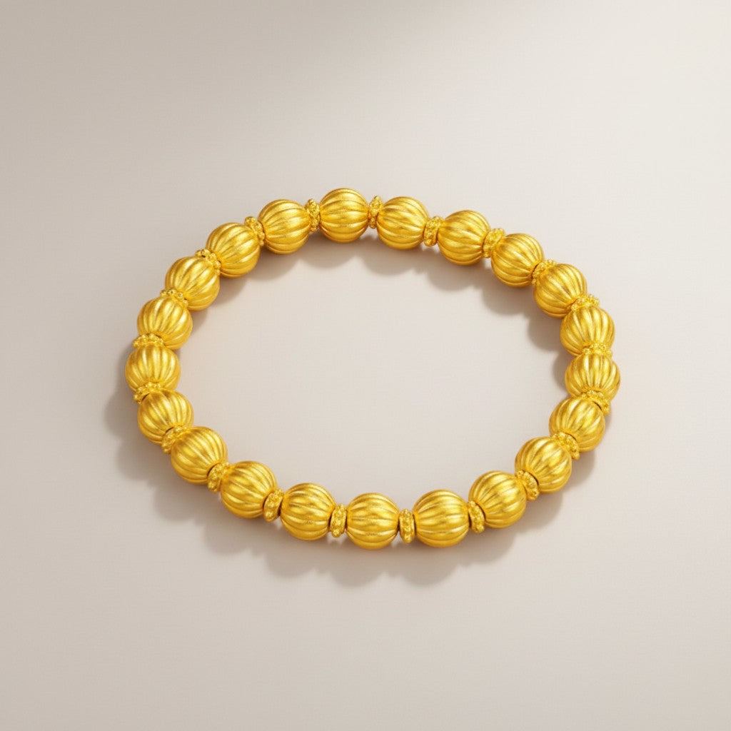 24K 5D Hard Gold Pumpkin Beads Bracelet