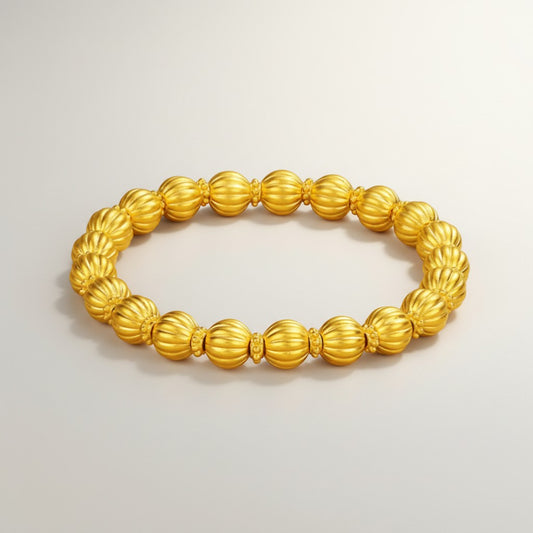 24K 5D Hard Gold Pumpkin Beads Bracelet