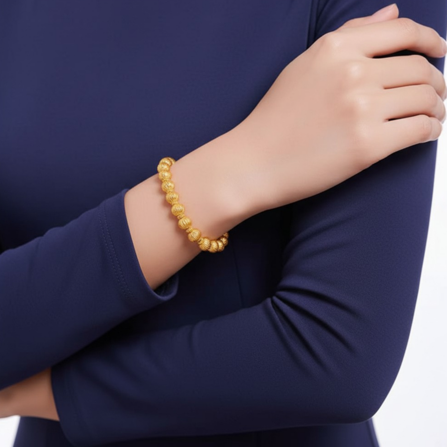 24K 5D Hard Gold Pumpkin Beads Bracelet