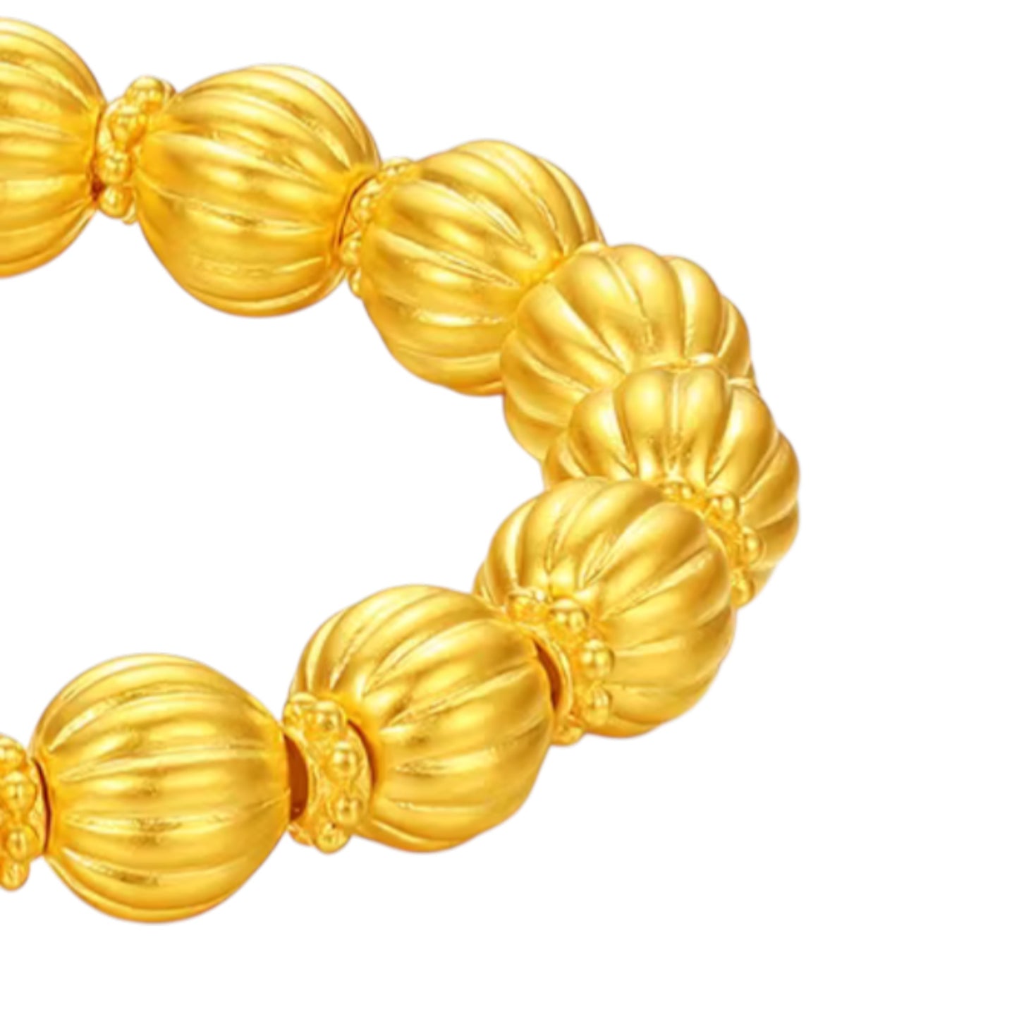 24K 5D Hard Gold Pumpkin Beads Bracelet