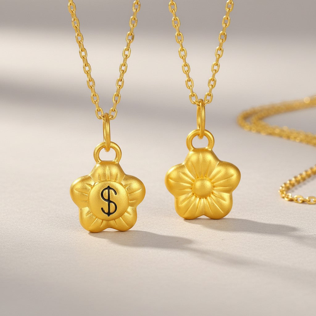 24K Hard Gold Chinese Blessing Enamel D.I.Y Charm Pendant