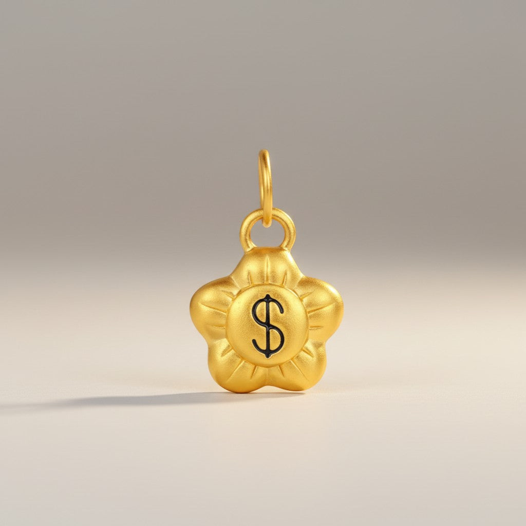 24K Hard Gold Chinese Blessing Enamel D.I.Y Charm Pendant