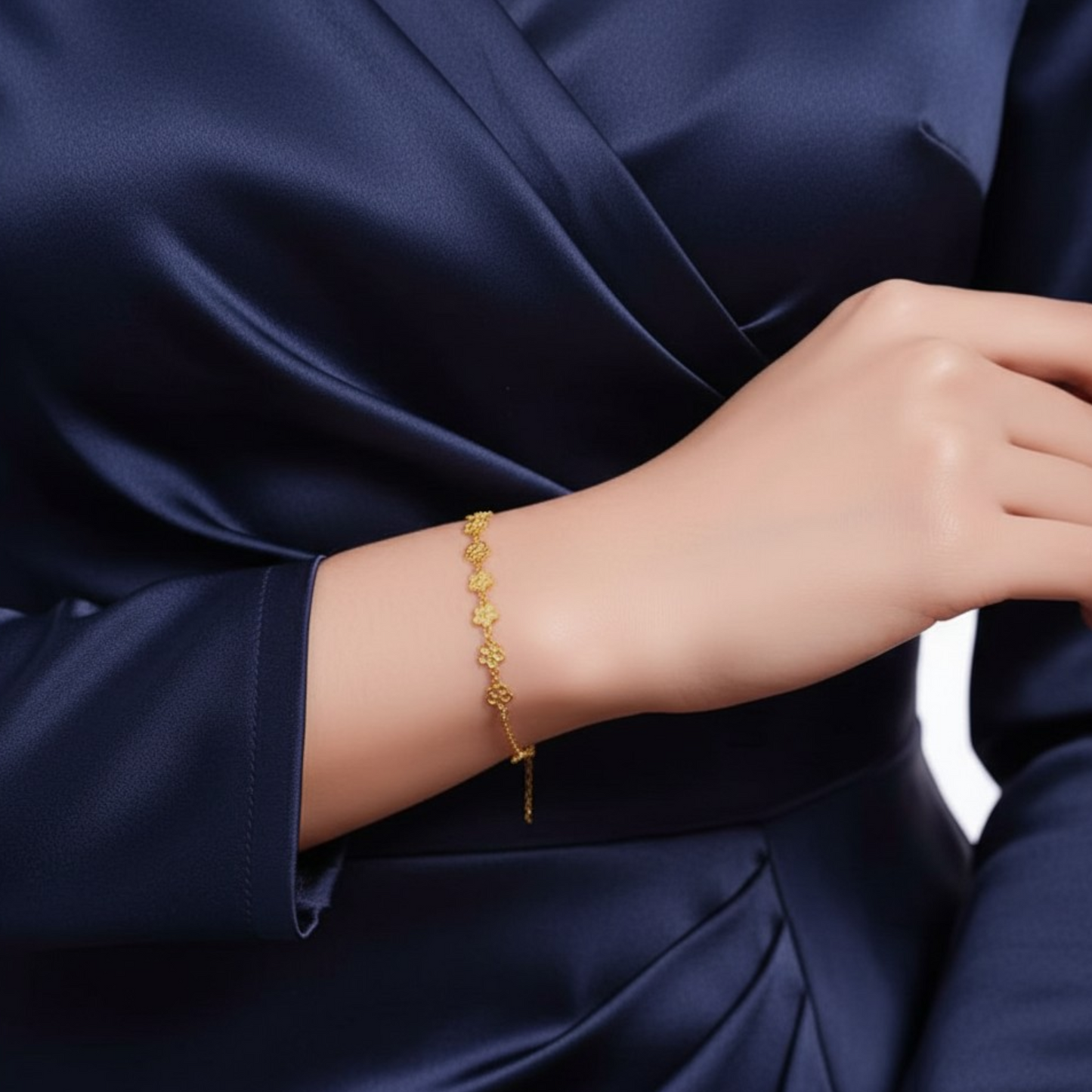24K 999 Gold Flower Charm Bracelet