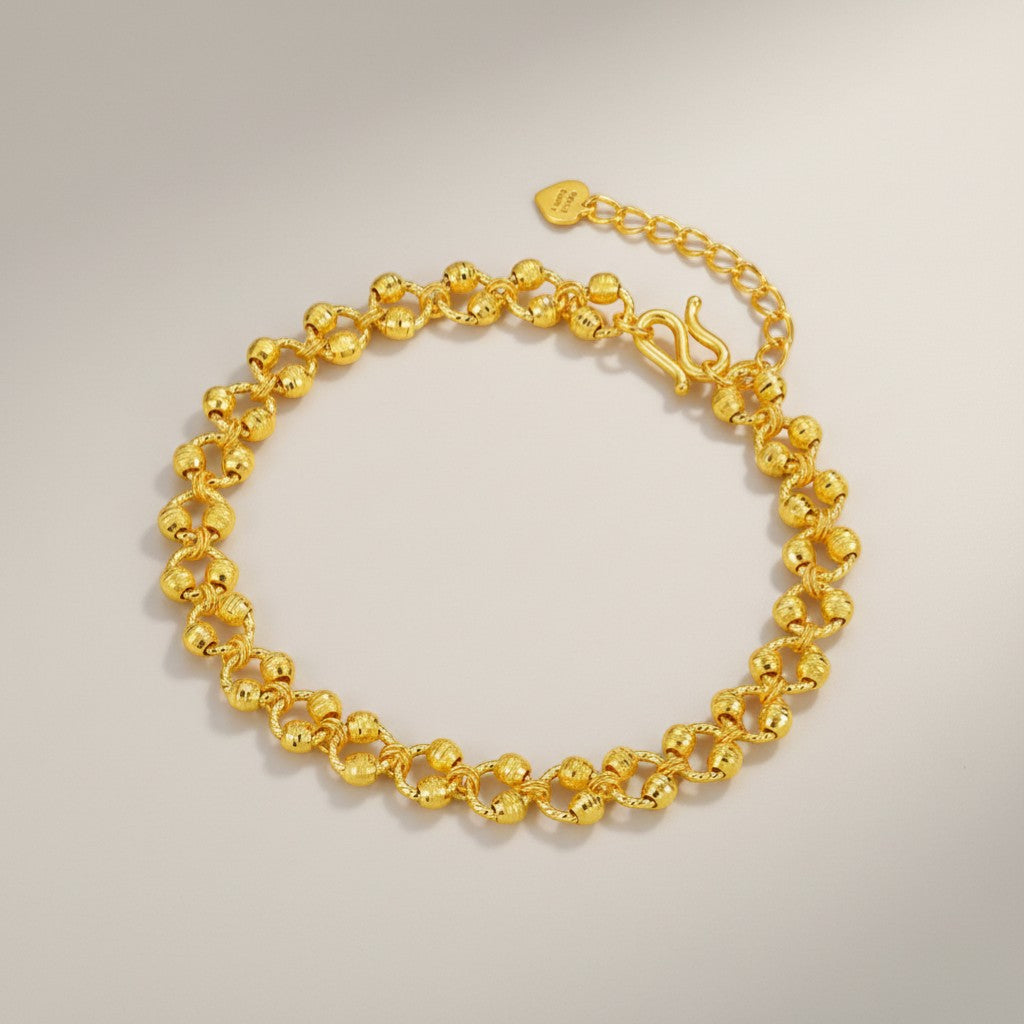 24K Gold Laser-Cut Disco Beads Bracelet