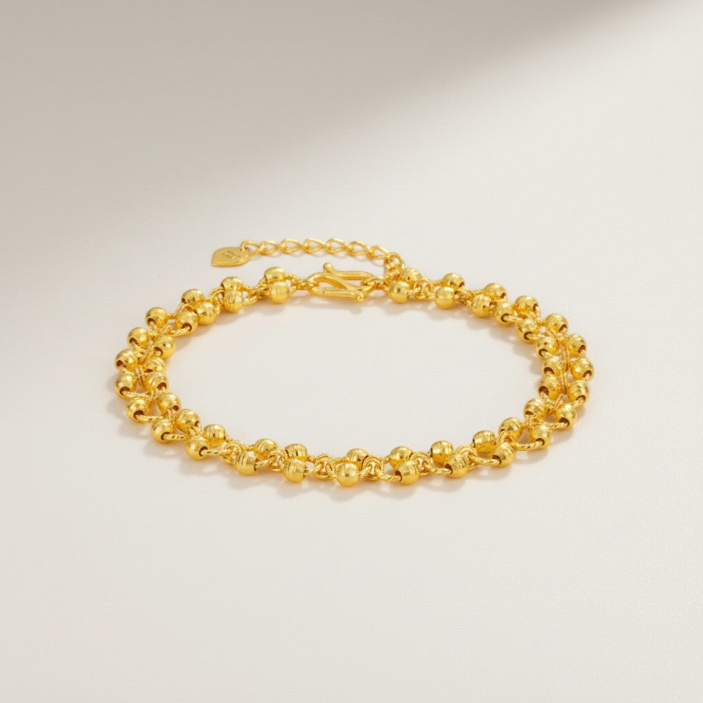 24K Gold Laser-Cut Disco Beads Bracelet
