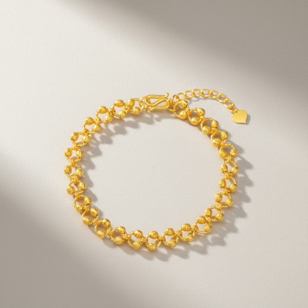 24K Gold Laser-Cut Disco Beads Bracelet