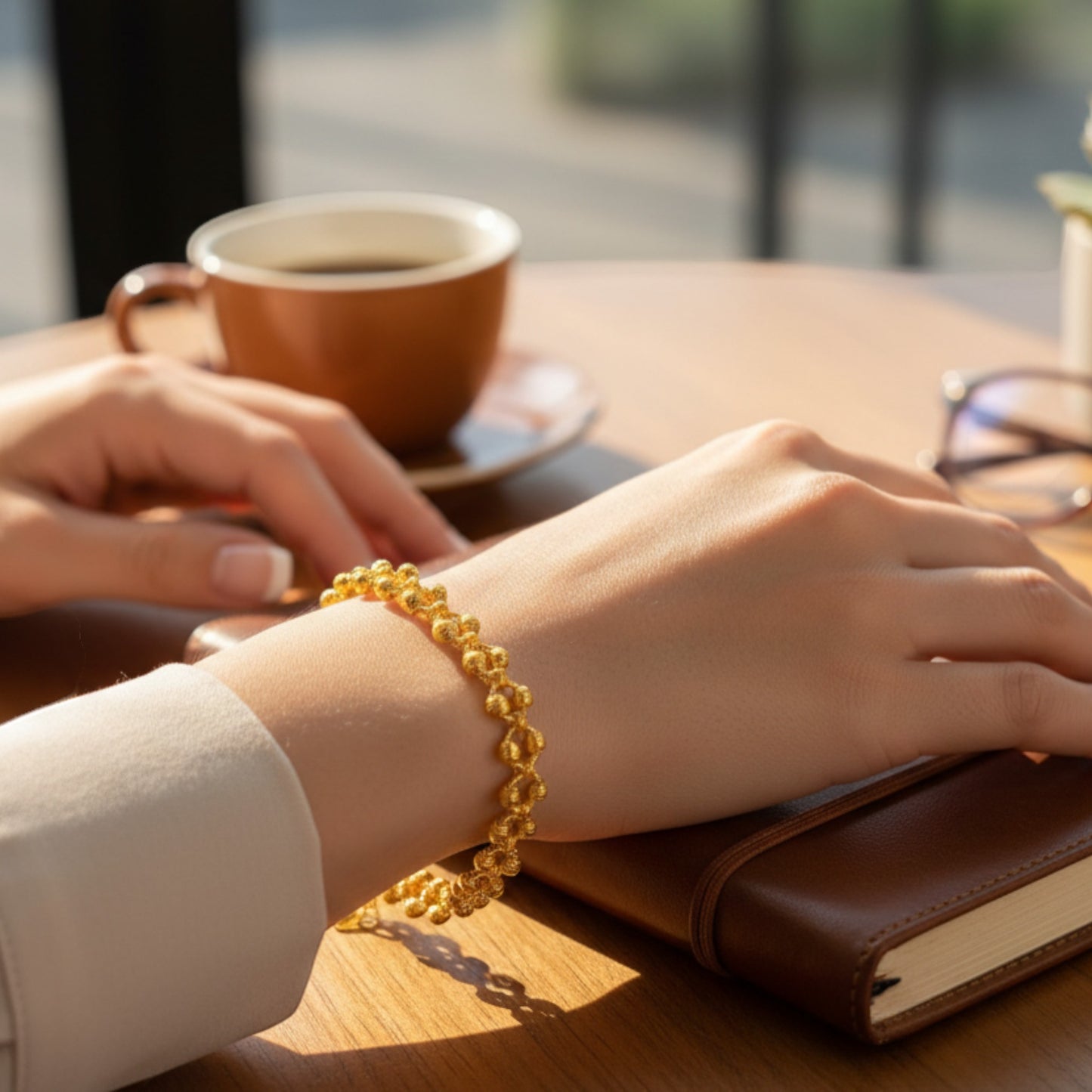 24K Gold Laser-Cut Disco Beads Bracelet
