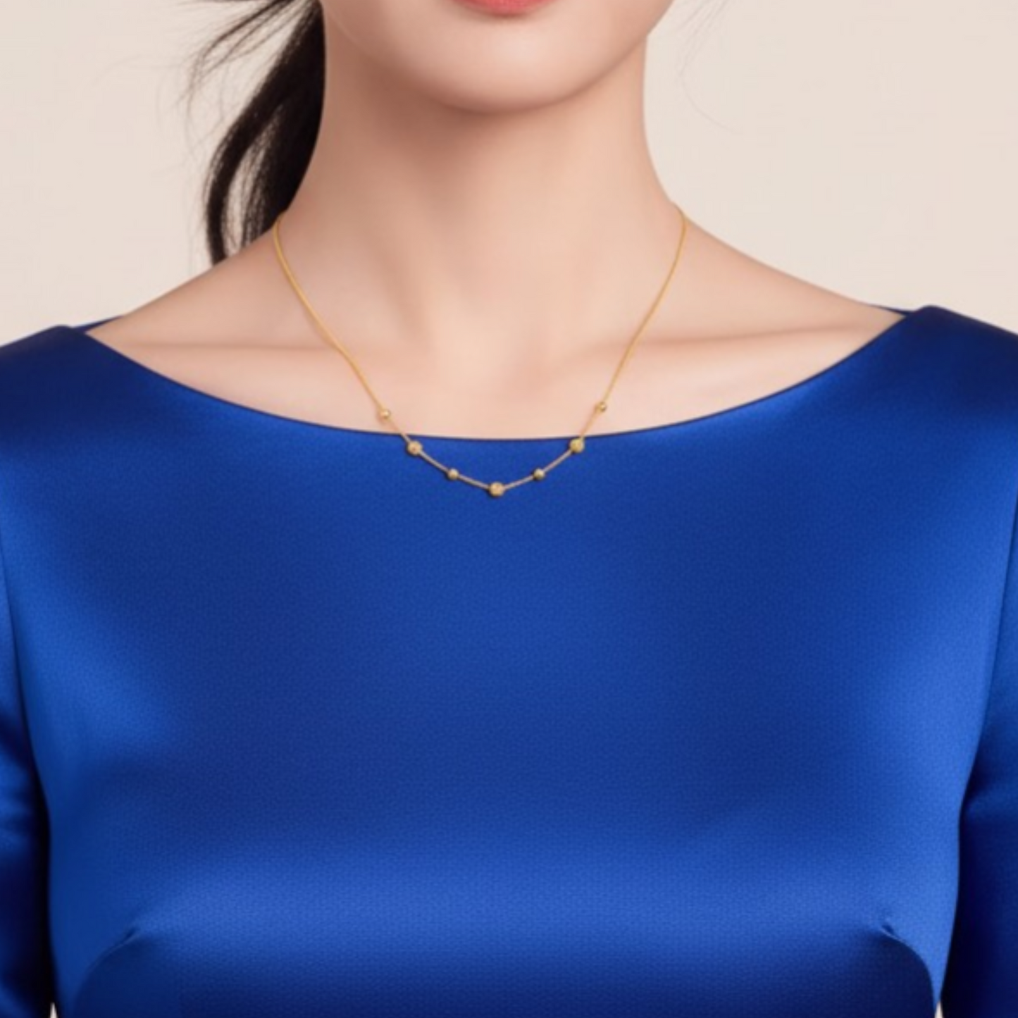 24K 5G Gold Chinese Coins Disco Beads Chain Necklace