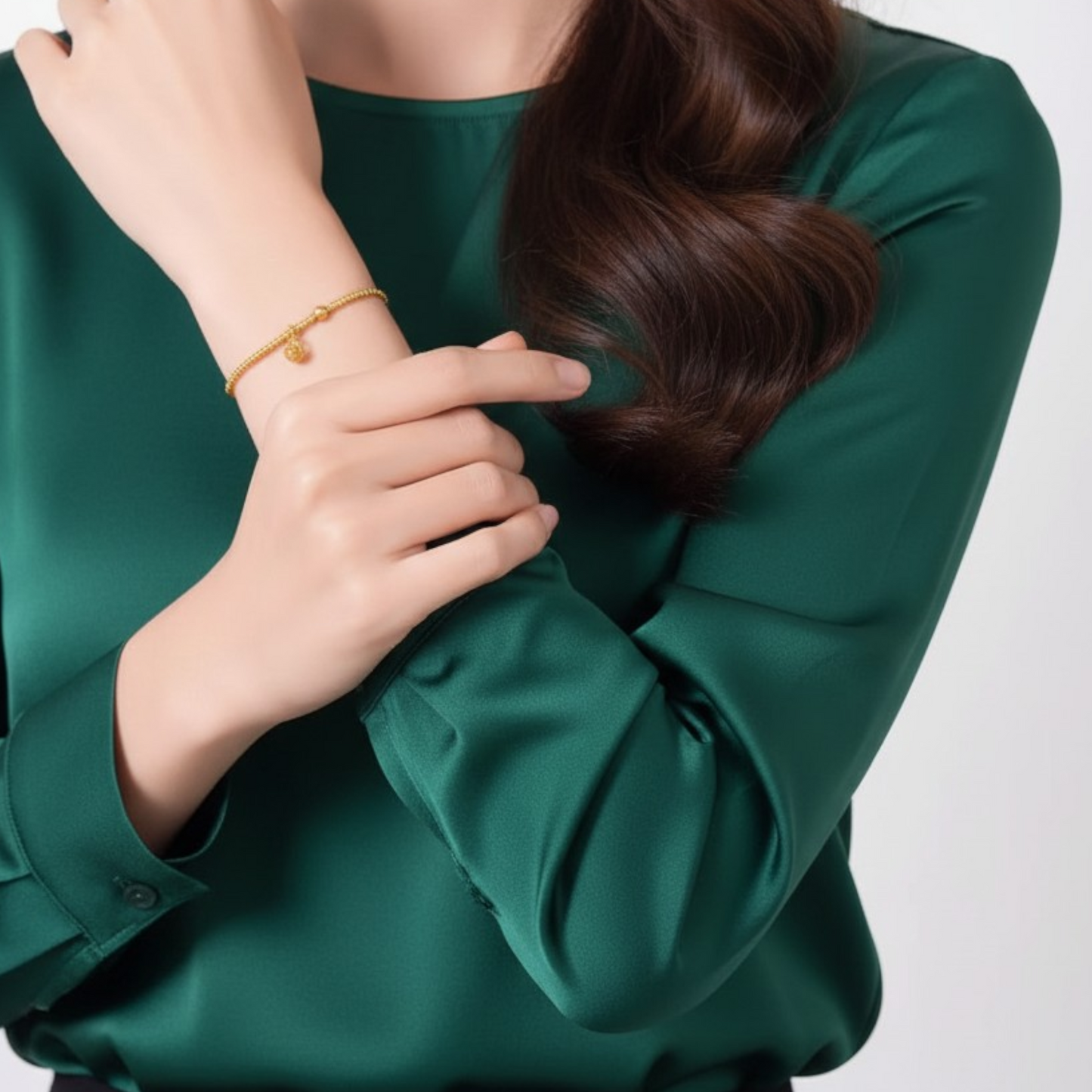 24K Gold Flower Coin Charm Beads Bracelet