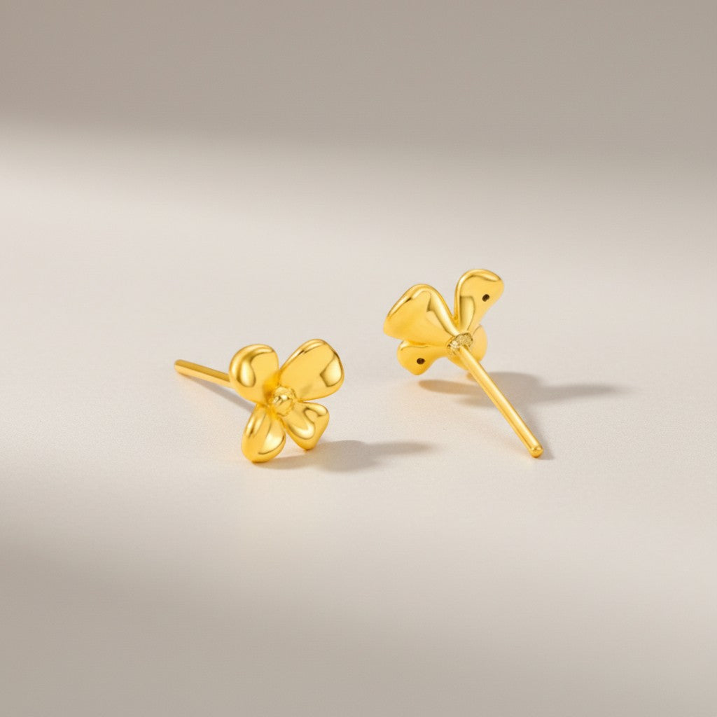 Genuine 24K Flower Stud Earrings