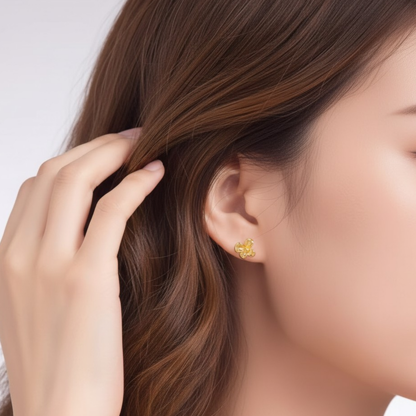 Genuine 24K Flower Stud Earrings