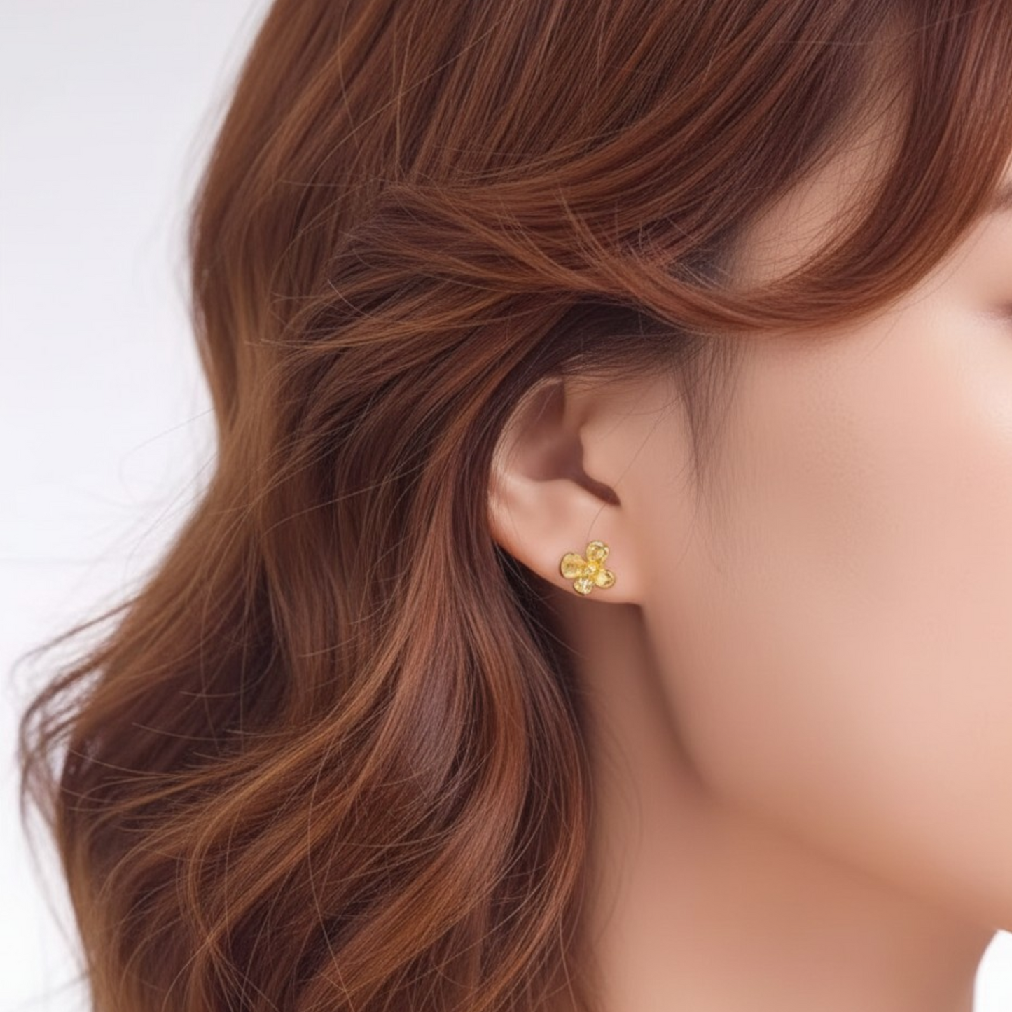Genuine 24K Flower Stud Earrings
