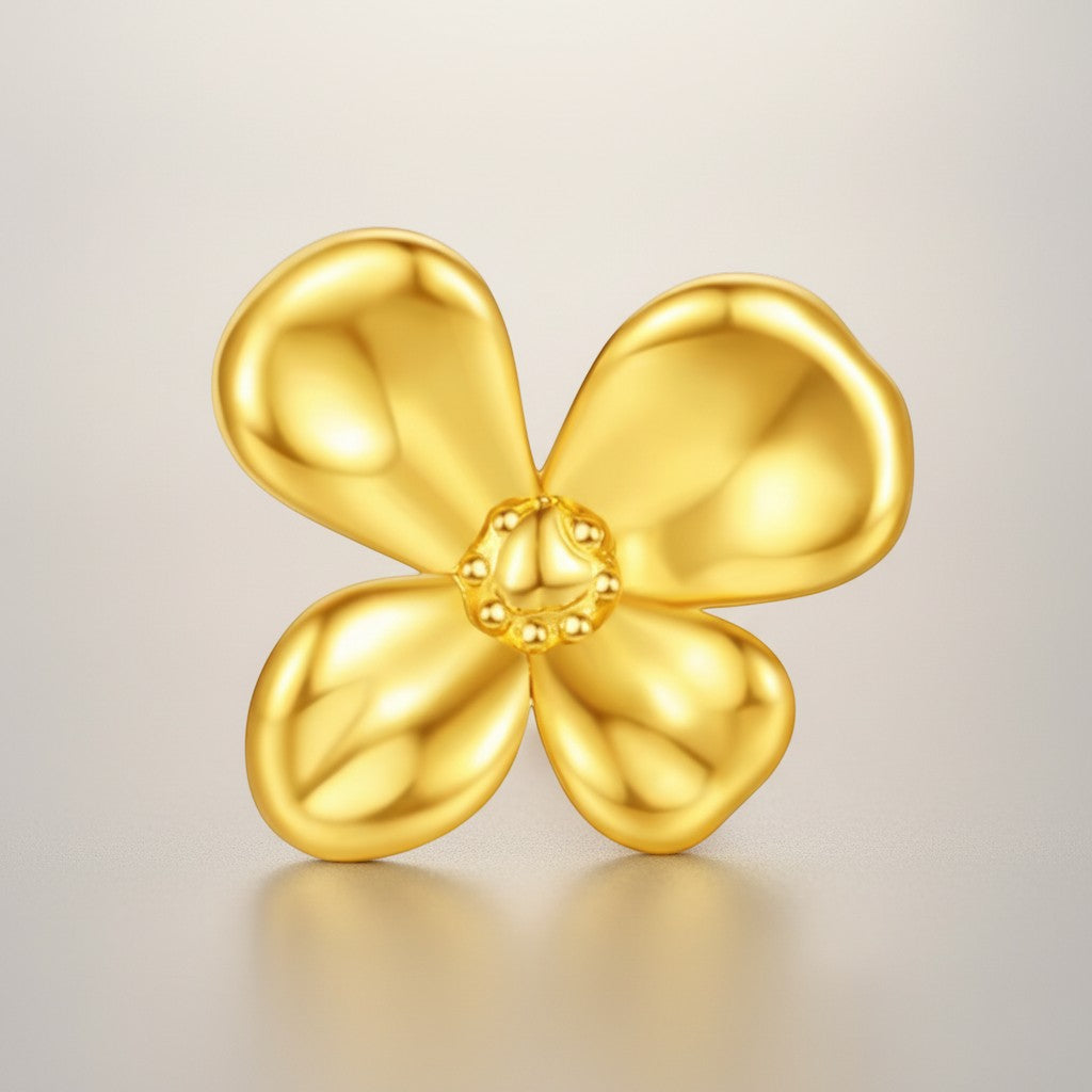 Genuine 24K Flower Stud Earrings