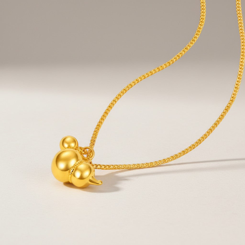 24K Gold Lucky Gourd Charm Necklace