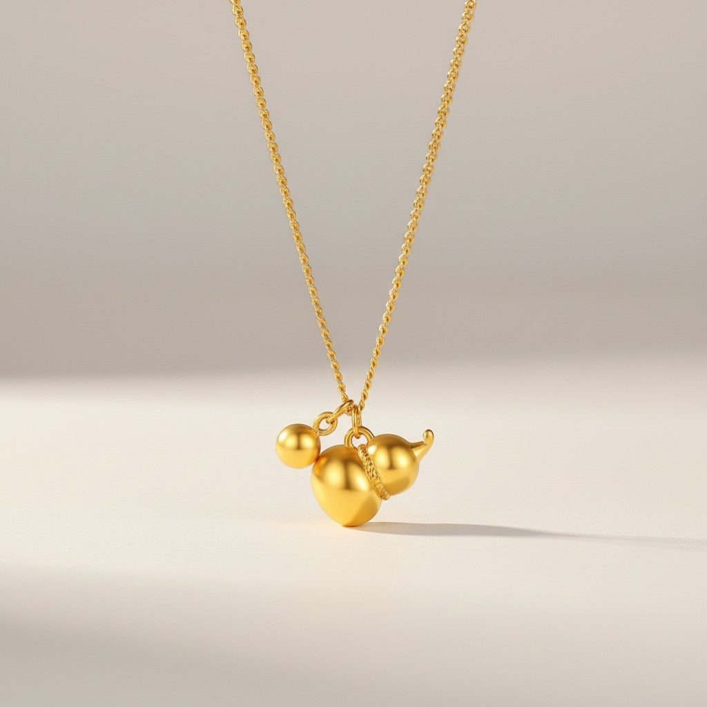 24K Gold Lucky Gourd Charm Necklace