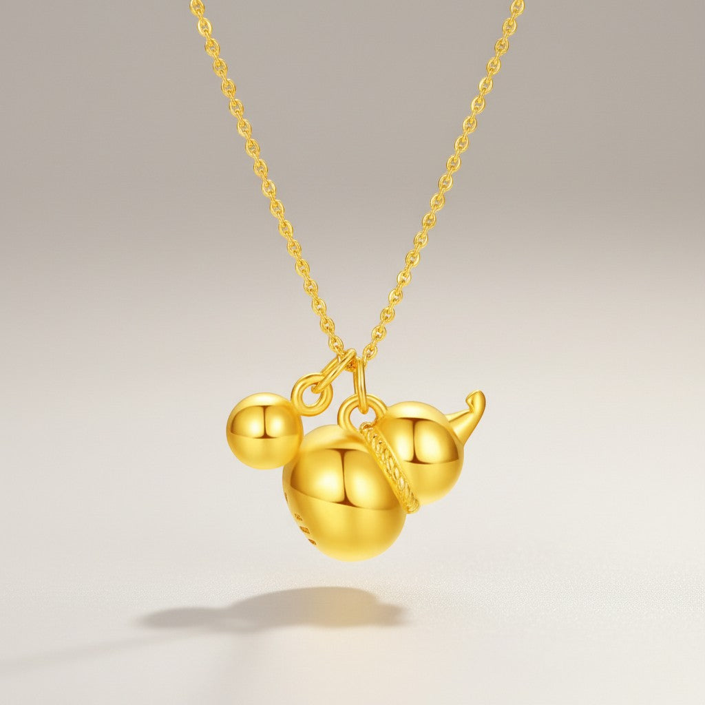 24K Gold Lucky Gourd Charm Necklace