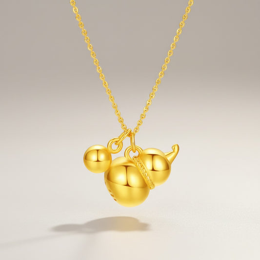 24K Gold Lucky Gourd Charm Necklace