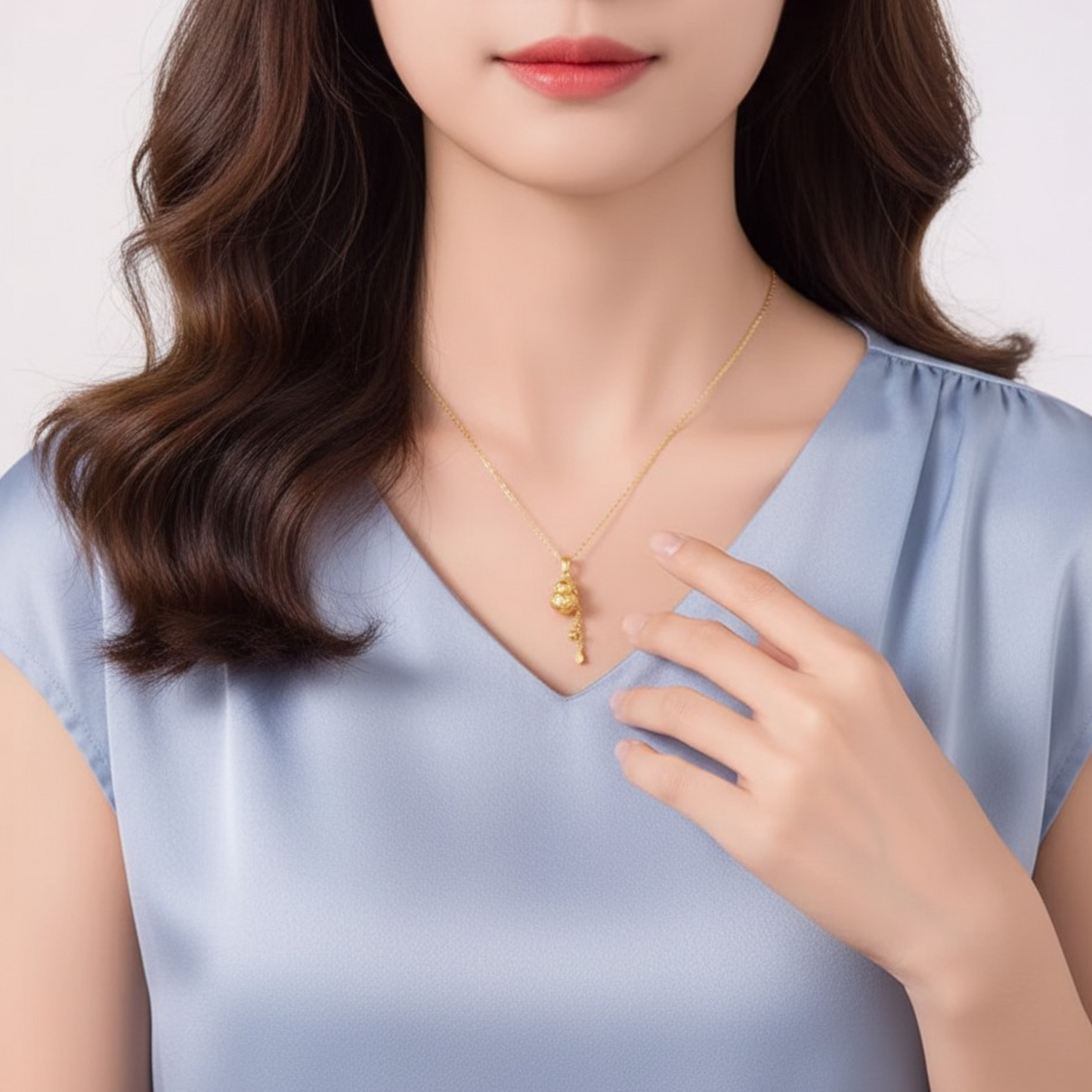 24K Gold Lace Hollow Flower Gourd Pendant
