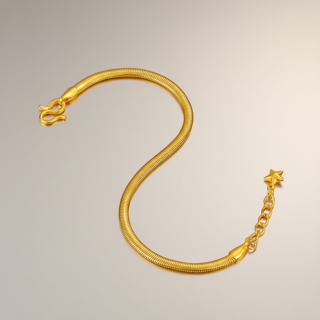 24K Gold Minimal Snake Bone Bracelet