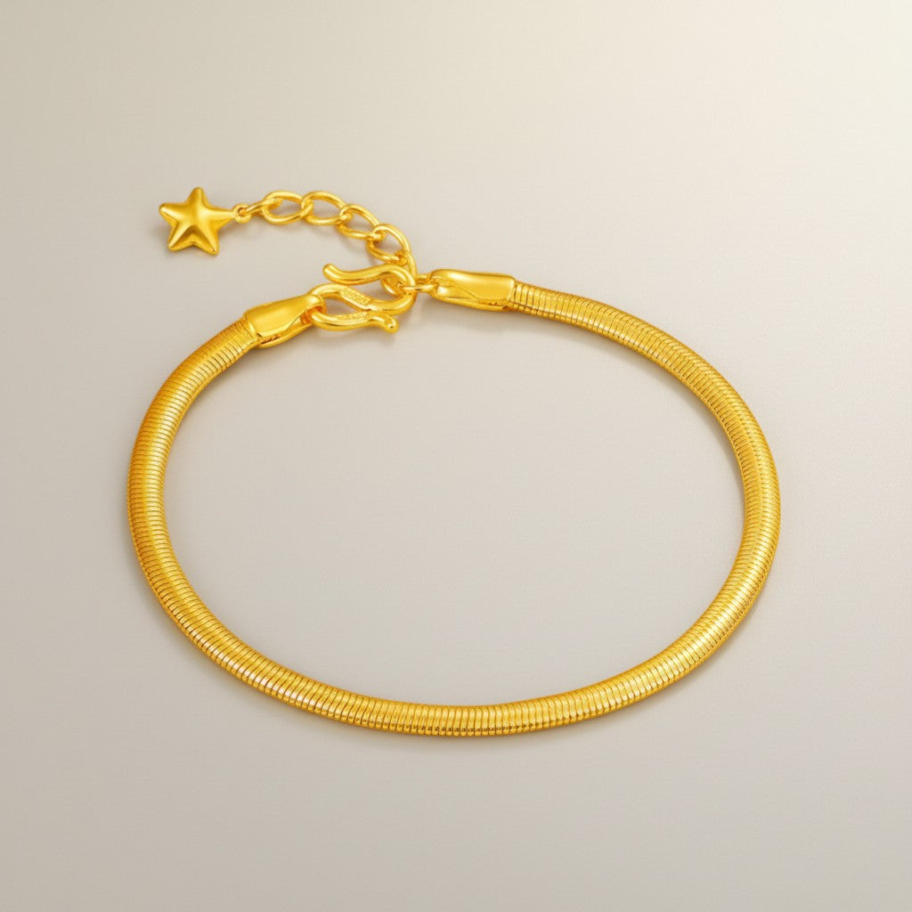 24K Gold Minimal Snake Bone Bracelet