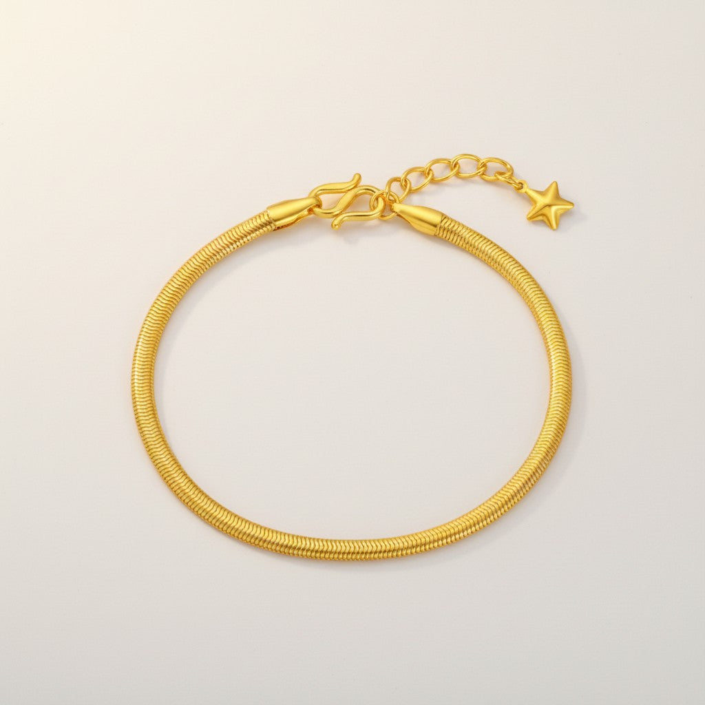 24K Gold Minimal Snake Bone Bracelet