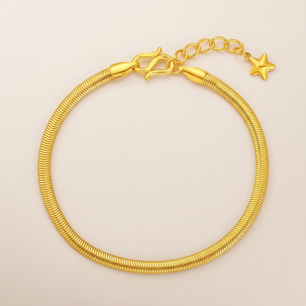 24K Gold Minimal Snake Bone Bracelet
