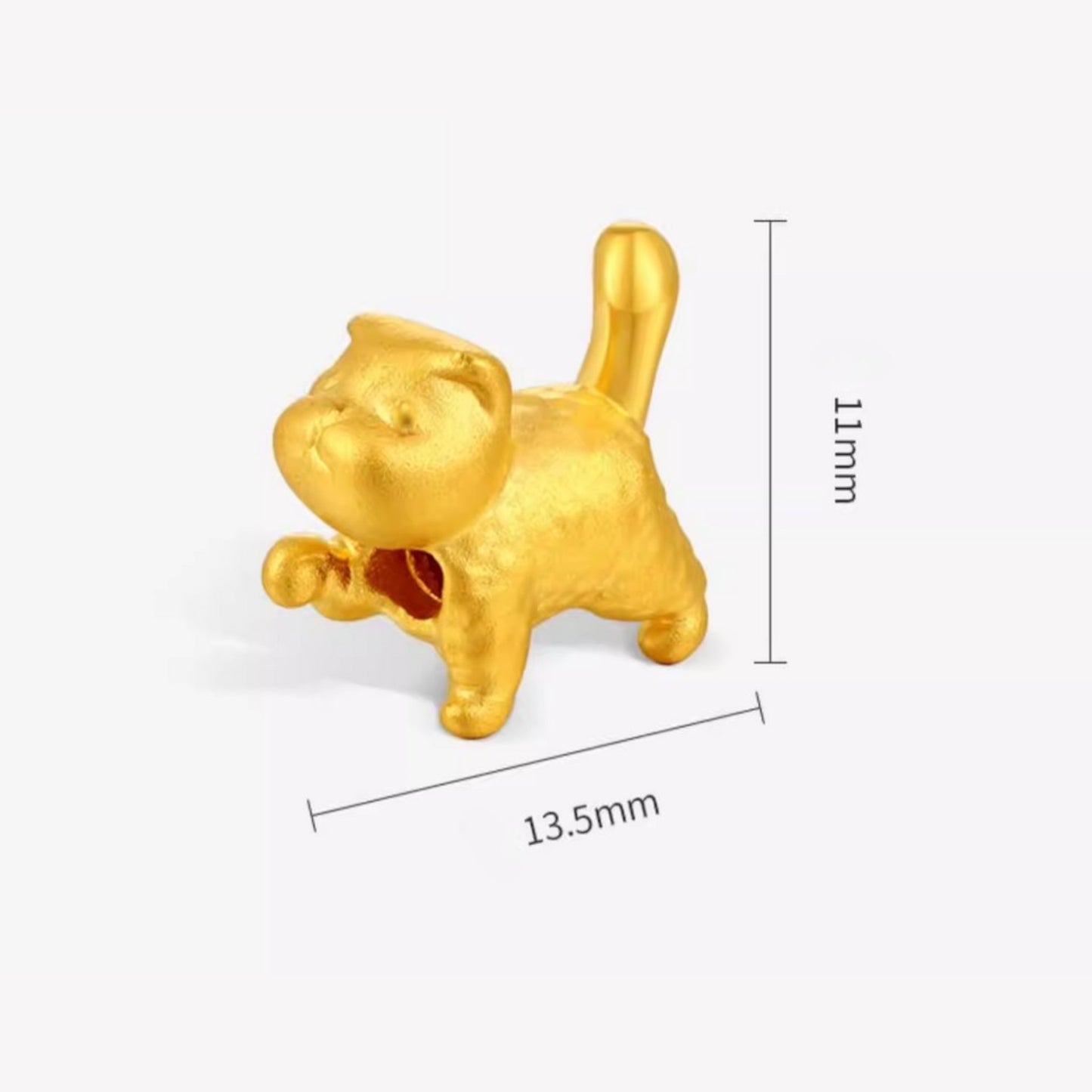 24K Gold Cute Kitty Cat Charm with Rope Braided Adjustable Bracelet