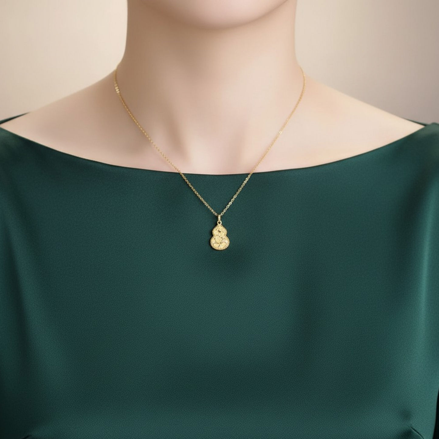 24K 5G Gold Gourd Butterfly Clover D.I.Y Charm Pendant