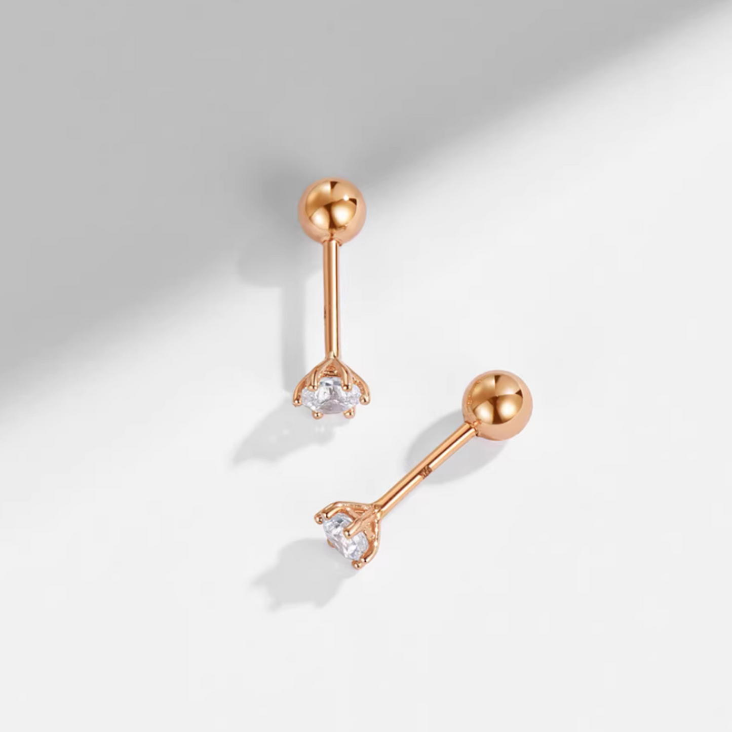 Genuine 18K Rose Gold Minimal Screw Backing Earrings