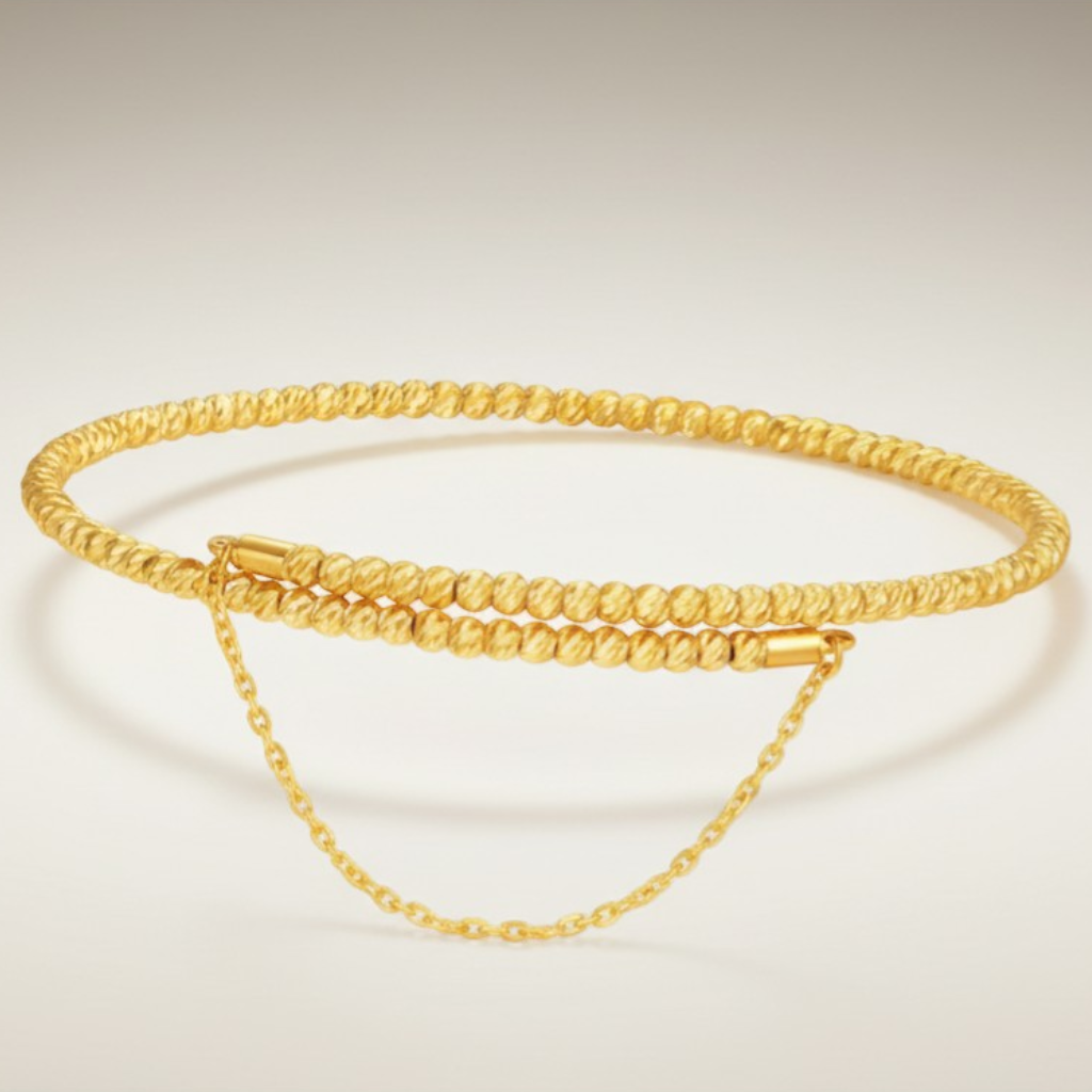 24K Gold Beads Minimal Bangle Bracelet