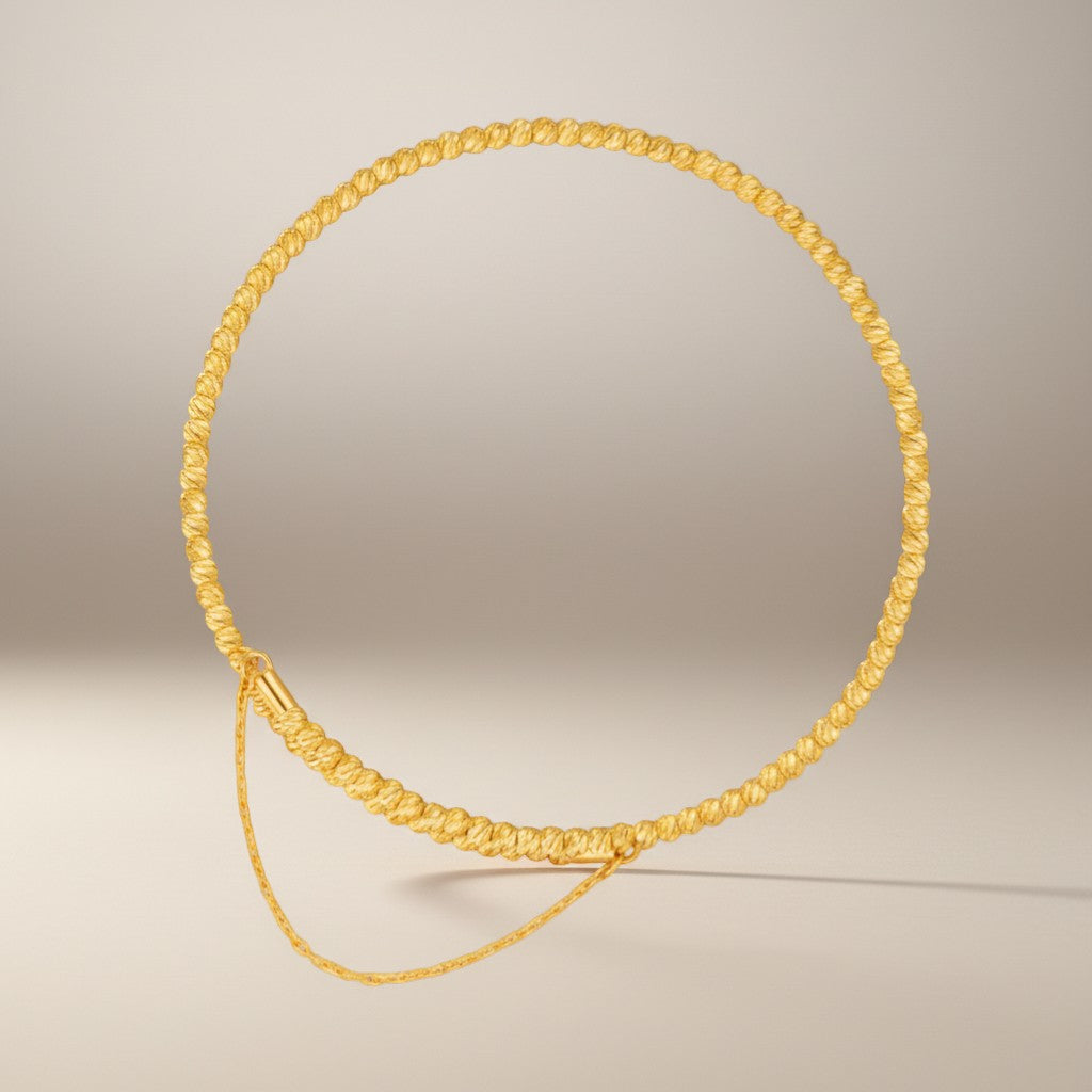 24K Gold Beads Minimal Bangle Bracelet