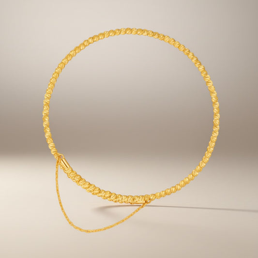 24K Gold Beads Minimal Bangle Bracelet