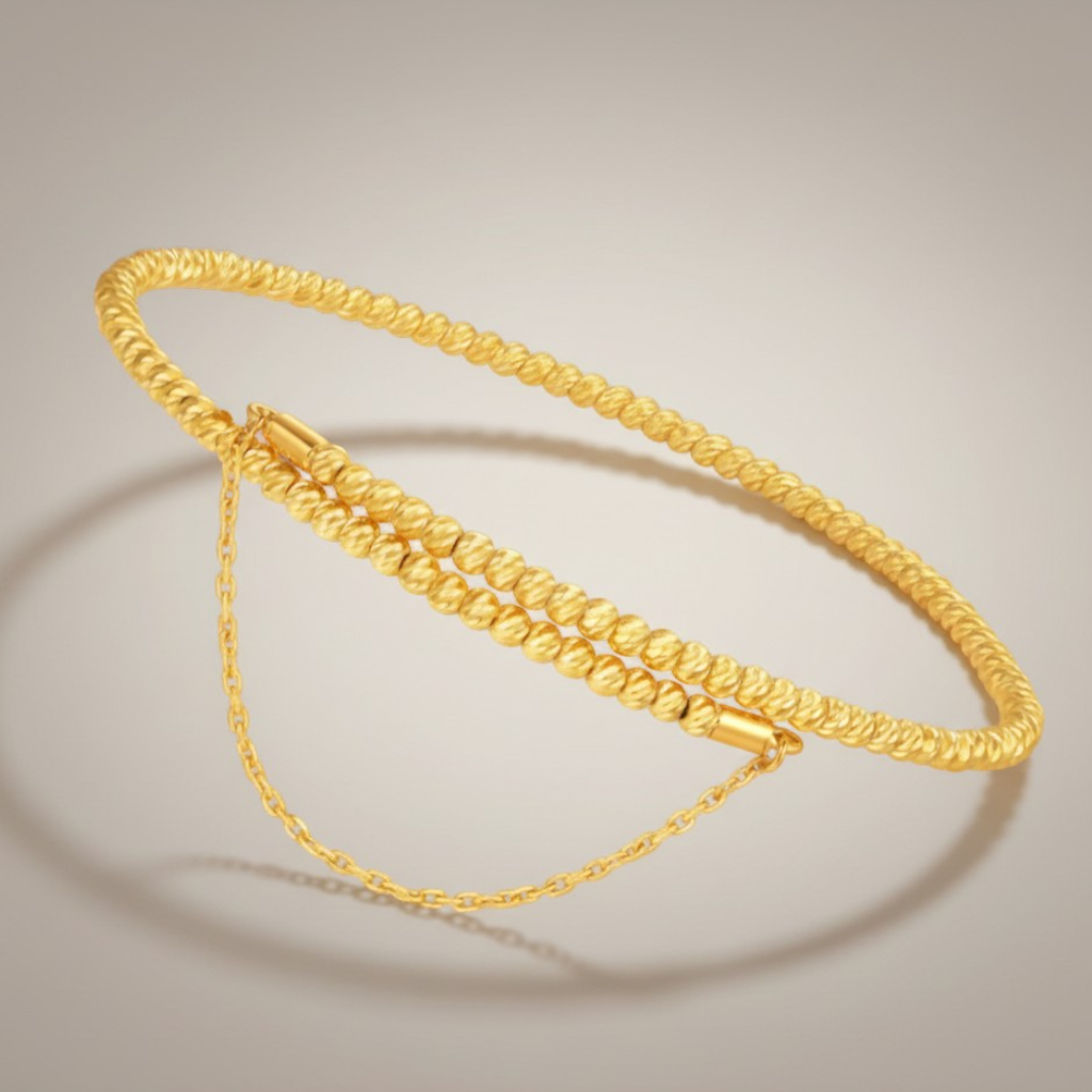 24K Gold Beads Minimal Bangle Bracelet