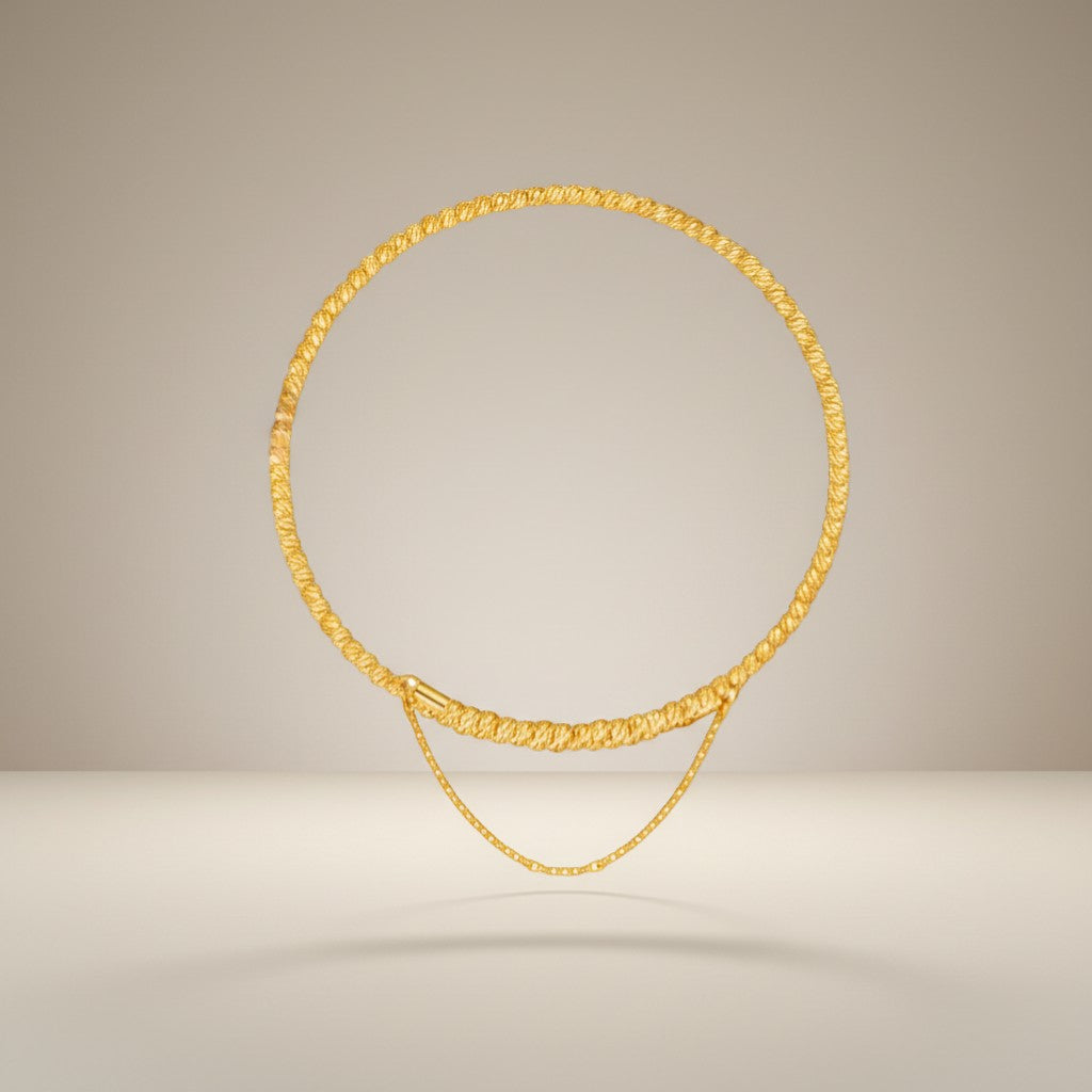 24K Gold Beads Minimal Bangle Bracelet