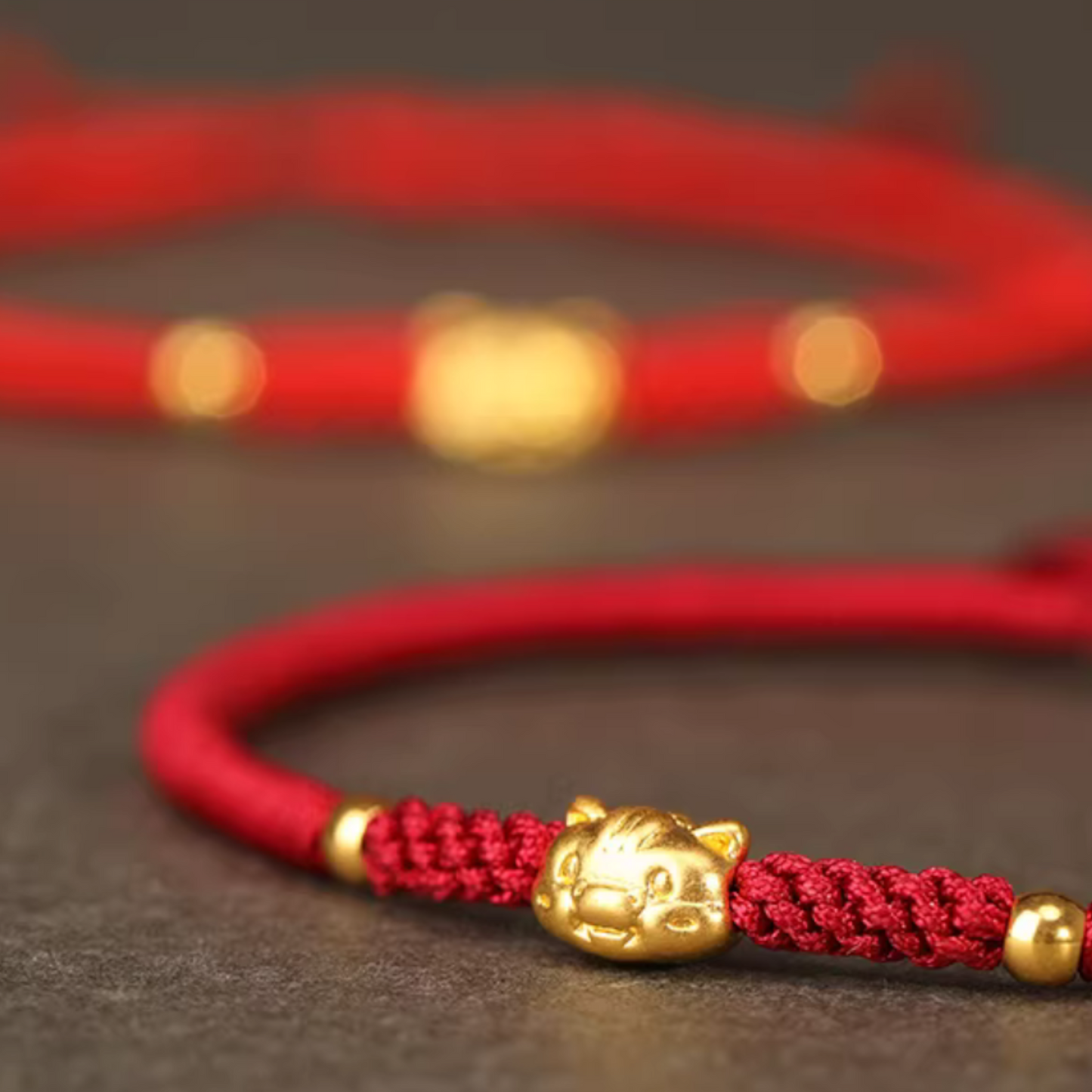 24k 999 Gold Zodiac Chinese Year of the Horse Charm Braided Bracelet