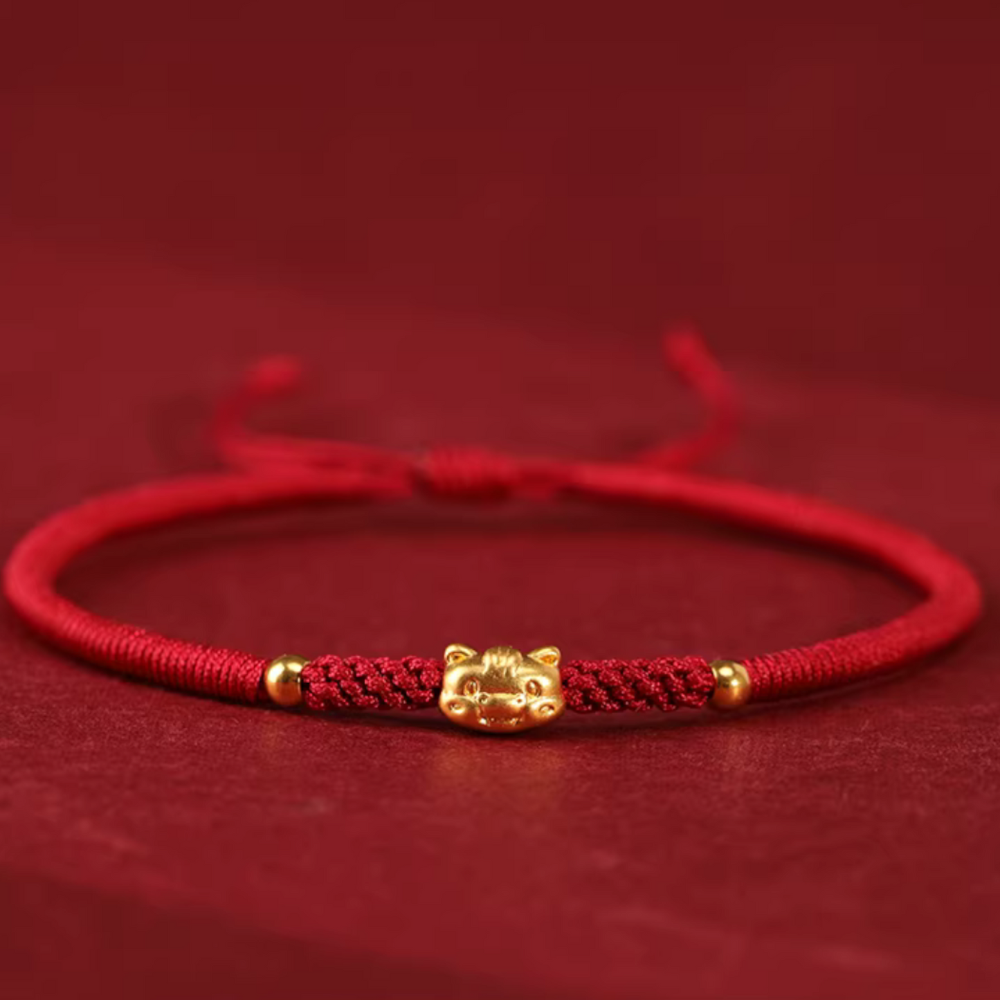 24k 999 Gold Zodiac Chinese Year of the Horse Charm Braided Bracelet