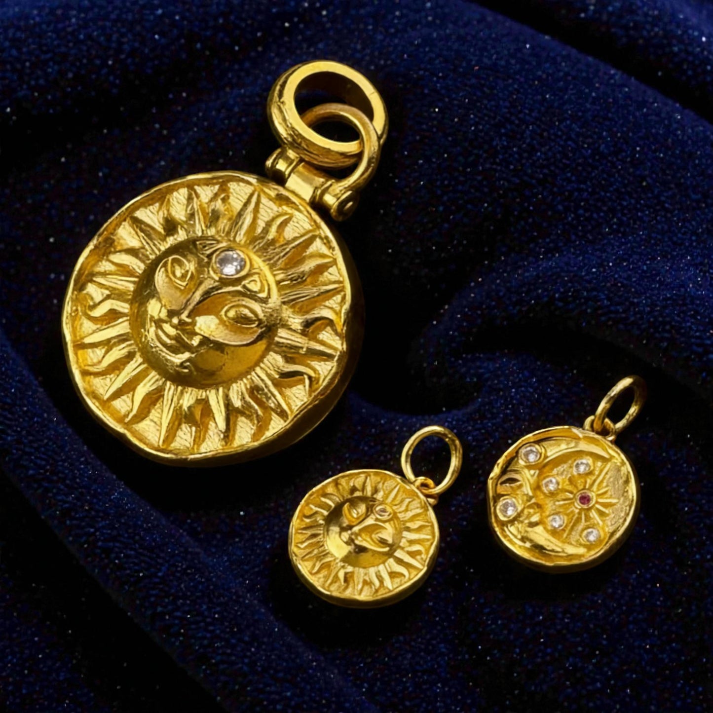 24k Gold Sun and Moon God 999 Pendant Charm