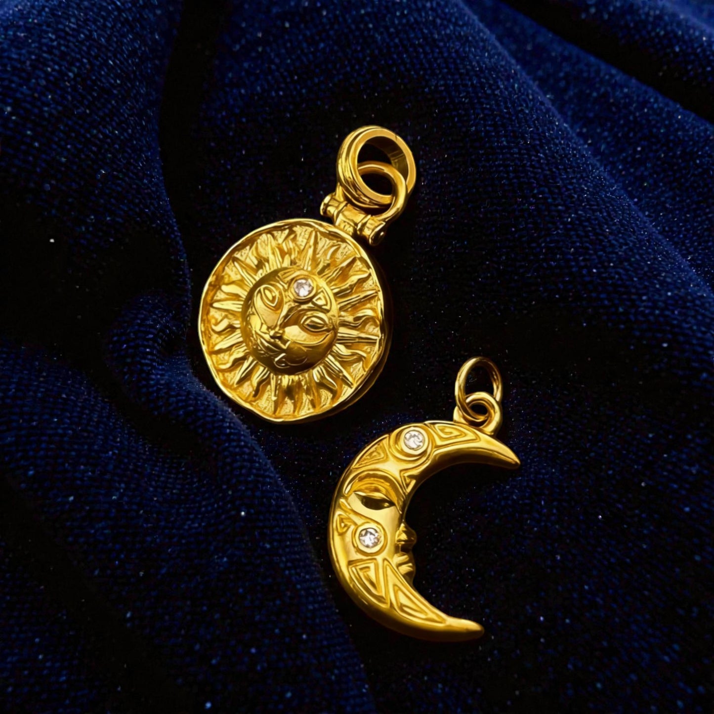 24k Gold Sun and Moon God 999 Pendant Charm