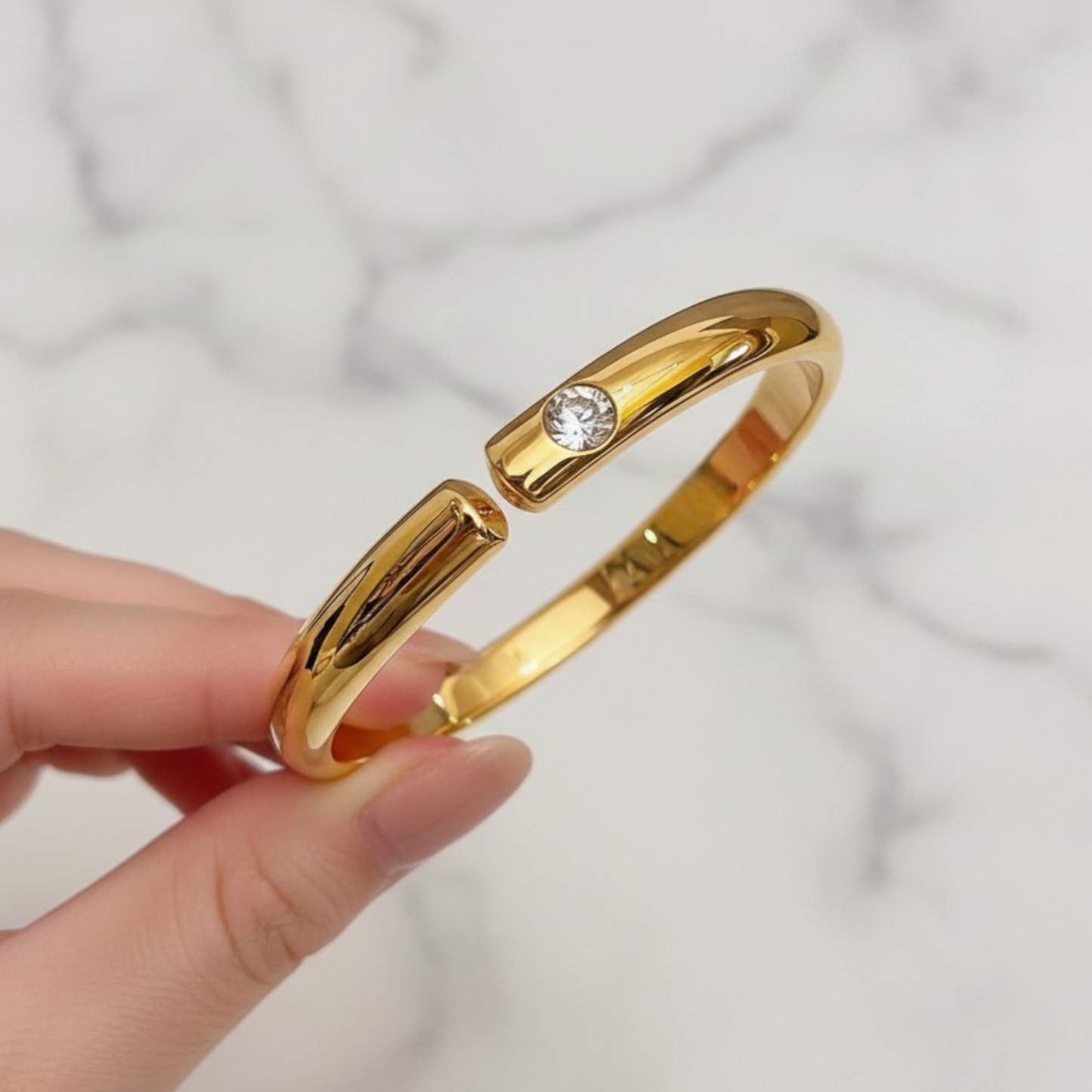 24K Gold Minimal Minimalist Bangle