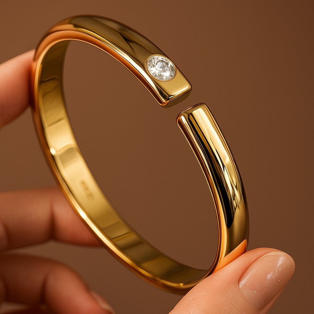 24K Gold Minimal Minimalist Bangle