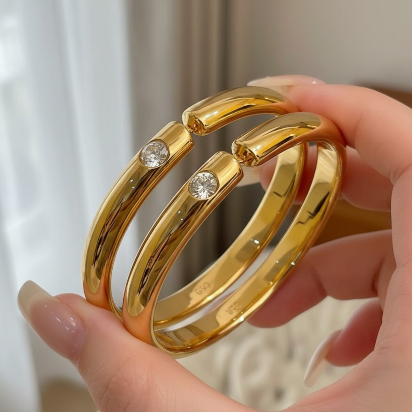 24K Gold Minimal Minimalist Bangle
